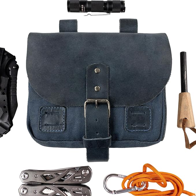 Hide & Drink, Survival Camping Pouch, Belt Loop, Rustic and Handy Tool Bag, Weather Resistant Outdoor Accessories, Traveling Essentials, Waxed Canvas, Handmade