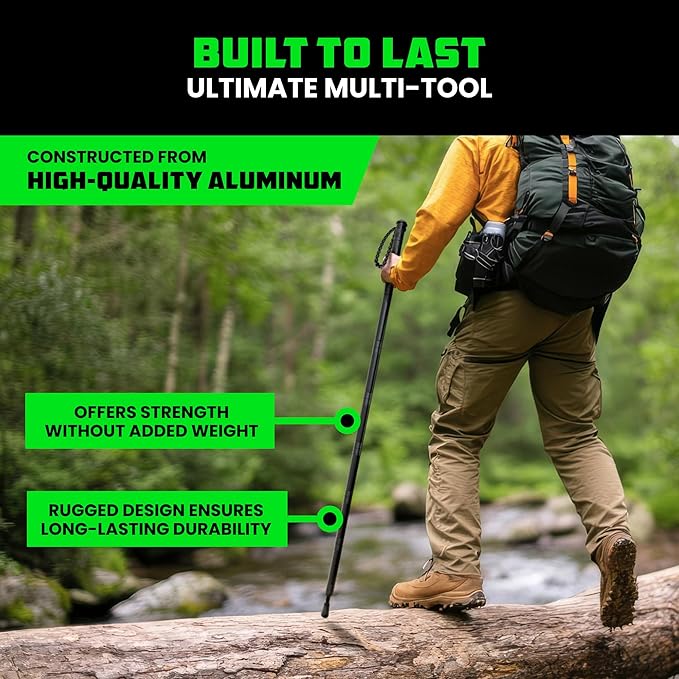 Rhino USA Tactical Hiking Stick with Integrated Survival Kit – Essential Camping Gear for Hiking & Trekking – Durable Tactical Gear for Outdoor Adventures