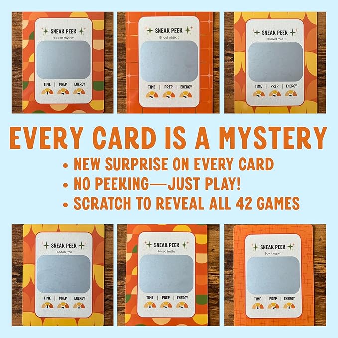 Scratch 'Ems Campfire Games | 42 Scratch Off Cards for Outdoor Summer Fun | Camping Card Games for Kids & Family | Screen-Free Entertainment, Perfect Camping Gifts for Kids & Family