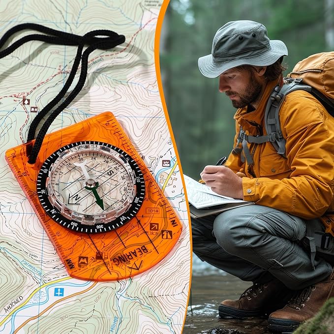 50 Pack Orienteering Compass Bulk Advanced Baseplate Compass Hiking Survival Camping and Navigation Tool Survival Gifts for Hiking Camping Backpacking Map Reading