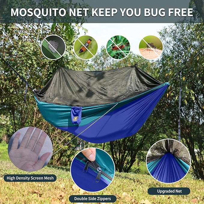 Hammock for Kids, Camping Hammock with Mosquito Net, Lightweight Nylon Portable Hammock with 10ft Tree Straps,Children Hammocks for Travel Hiking Backpacking Beach Patio