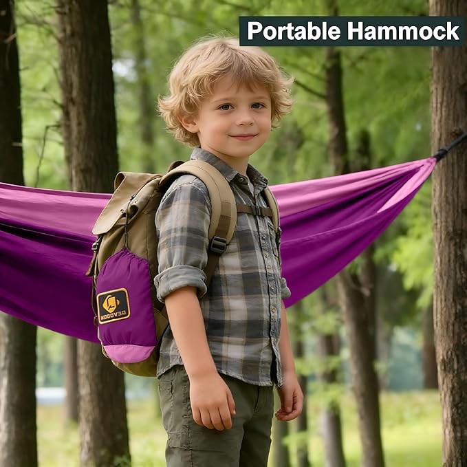 Hammock for Kids, Camping Hammock with Mosquito Net, Lightweight Nylon Portable Hammock with 10ft Tree Straps,Children Hammocks for Travel Hiking Backpacking Beach Patio