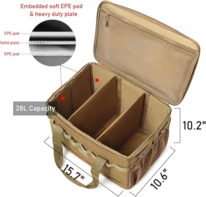Tactical Camping Storage Bag 28L Tactical Utility Tote Bag Camping Cookware Organizer Trunk Organizer
