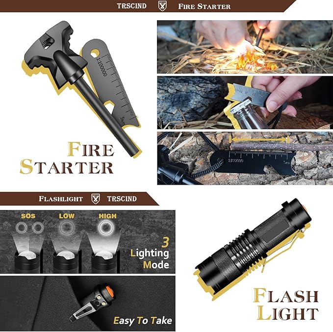 Gifts for Men Dad Husband Him Fathers Day, Survival Kit, Emergency Survival Gear and Equipment 14 in 1, Anniversary Birthday Gifts for Him Boyfriend, Hunting Fishing Camping Accessories, Cool Gadget