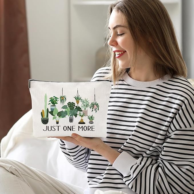 Sitsink Plant Lover Makeup Bag - Botanical Gifts for Women, Just One More Plant Cosmetic Bag, Funny Gardening Birthday Present