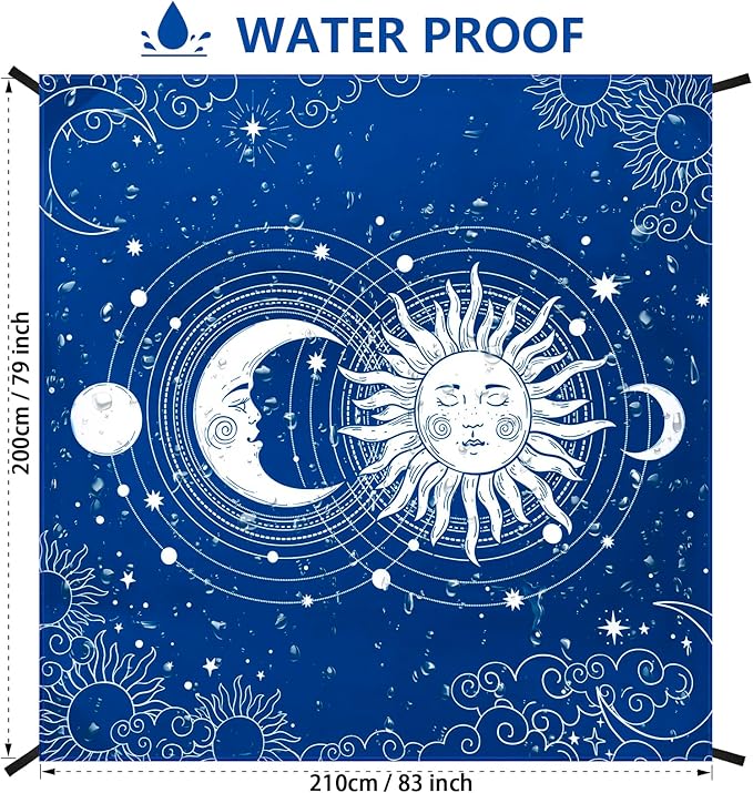WIWIGO Beach Blanket Waterproof Sandproof Beach Mat 79" X 83"/10'x9'for 2-8 Adults Quick Drying Outdoor Picnic Mat Beach Accessories for Travel, Camping, Hiking