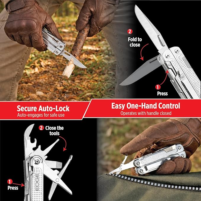 EDGE Multi-Tool Pliers, 14-in-1 Stainless Steel Multitool with Knife, Saw, Scissors, Wire Cutter & Screwdriver Bits, Compact Folding Pocket Tool for Camping, Survival, Fishing & Car Emergency (Silver)