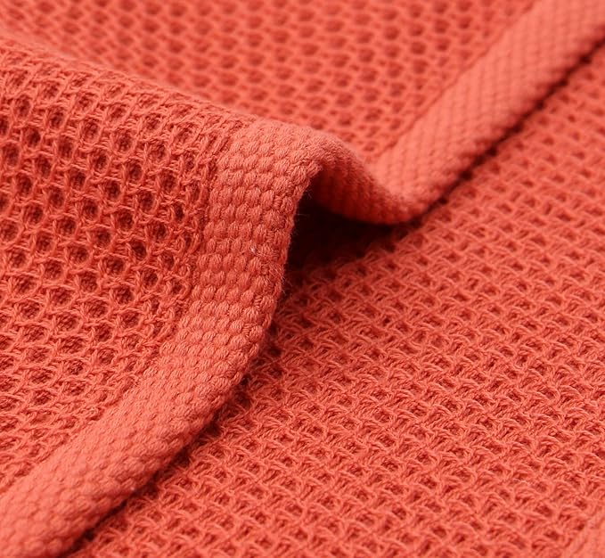 Mia's Dream Cotton Hand Towel Waffle Weave Kitchen Tea Towels, Soft and Absorbent Gym Bath Washcloths, 13x28 Inch 3 Pack (Brick Red)