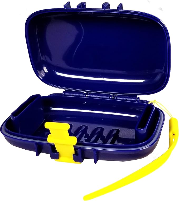 Carry-Dri EZ Travel Bar Soap Container & Dish - Dries with Patented Air Vents - Durable Leakproof Soap Holder - Compact Soap Bar Case - Ultimate Portable Soap Box for Traveling - Blue-Yellow