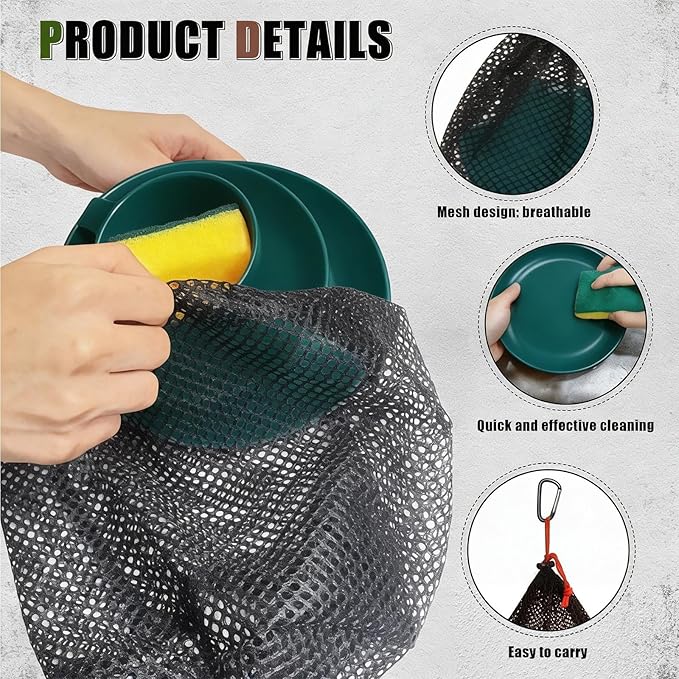 Scout Camping Mess Kit for Person Boy Scout Dishes Set Girl Scout Mess Kit with Mesh Bag Reusable Light Weight Eating Utensils Plastic Camping Cutlery Set for Travel Camp