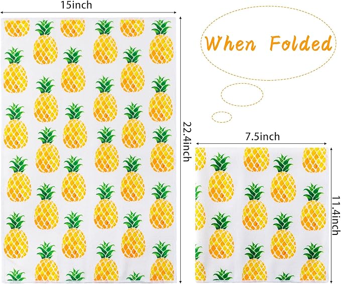 R HORSE 5Pcs Pineapple Kitchen Dish Towel Set Fruit Theme Absorbent Drying Cloth Dish Tea Towels Fingertip Bar Hand Dishcloths Holiday Spring Summer Decor for Bathroom Kitchen Home Supplies