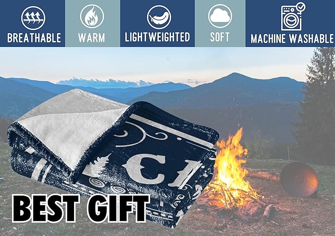 InnoBeta Camping Gifts for Women Men Lovers Throw Blanket, Happy Campers Decor Outdoor, RV Campsite Travel Hiking 40" x 50" - Camping Rules