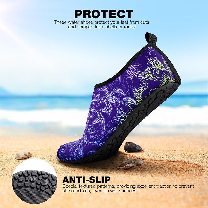 SIMARI Water Shoes Women Men Aqua Socks Beach Barefoot Quick Drying Aqua Aerobics Swim Pool Non Slip Outdoor Travel Essentials Surf River Lake Snorkeling Kayak Yoga Adult Youth