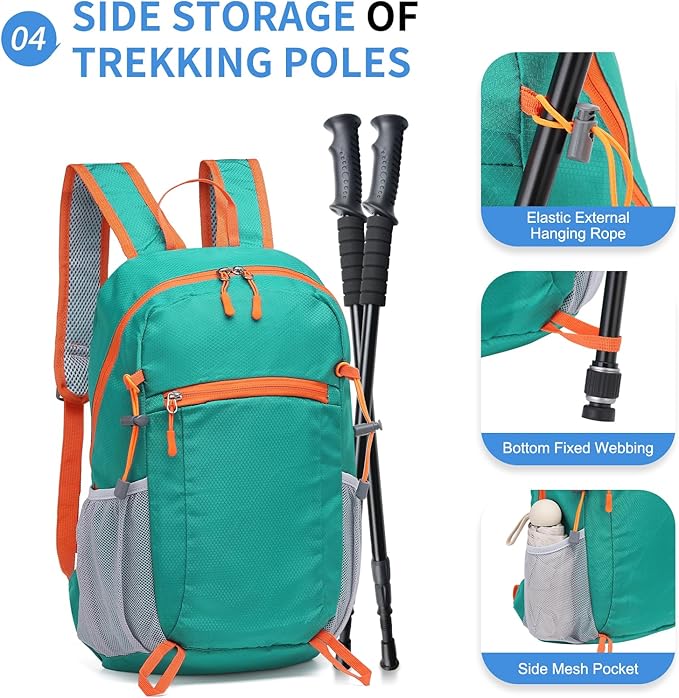 Hiking Daypack Packable, Camping Backpack Water Resistant Lightweight Polyester for Men Women Travel Outdoor