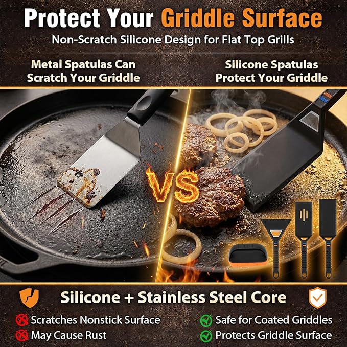 Utheer Griddle Combo Set, Cast Aluminum Flat Top Griddle with 23" x 16" Ceramic Nonstick Stove Top Griddle and Large Grill Griddle, Fast Heating Indoor Outdoor Griddle for Gas Grill, BBQ and Camping