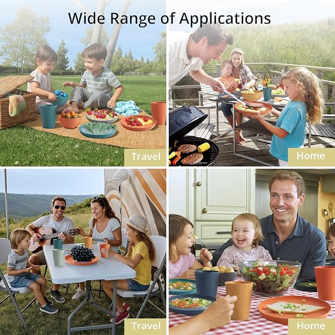 Anbte Plastic Plates and Bowls Sets, 18pcs Unbreakable Dinnerware Set for 6, Lightweight Reusable Dishes Set Microwave & Dishwasher Safe Modern Dinner Set, for Kitchen Outdoor Travel Camping Picnic