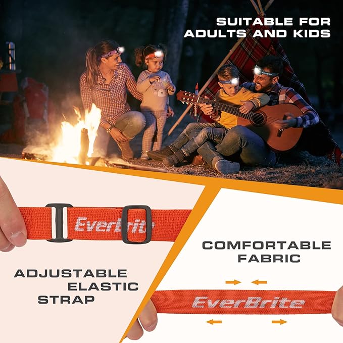 EverBrite Headlamp, 2 Pack Kids Headlamp with Red Light and Memory Function, Head Lamp for Adults and Kids with 5 Modes, Bright Headlamps for Camping, Running, Christmas Gifts, Batteries Included