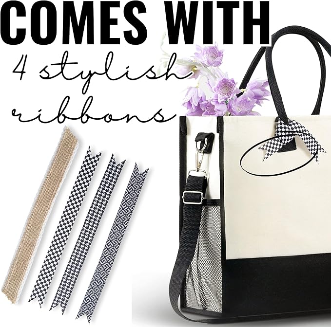 InnoBeta Camping Gifts for Women, Canvas Tote Bag for Mom, Frineds, Coworkers, Bag with Top Zipper Closure and Shoulder Strap