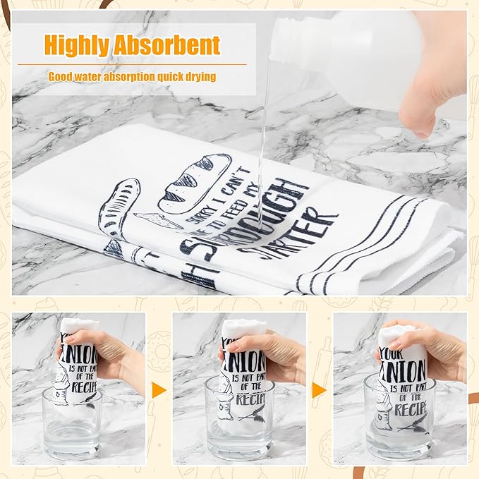 R HORSE Funny Baking Kitchen Dish Towels - 5Pcs Bread Theme Cleaning Dishcloth Bread Making Baking Absorbent Bar Quick Dry Hand Towel Tea Towels Birthday for Women Men Housewarming Decor