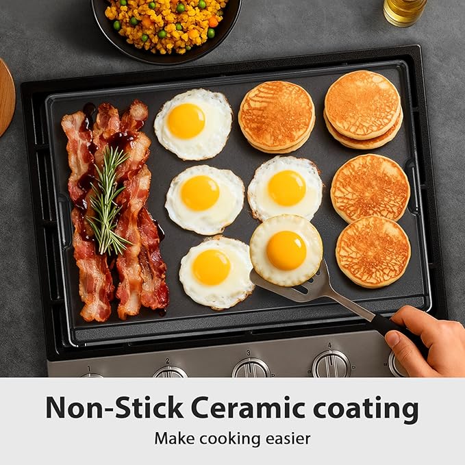 Utheer Stove Top Griddle for Gas & Electric Stove — Lightweight Cast Aluminum, Flat Top Nonstick Reversible Grill & Griddle Pan for Stovetop Cooking, PFAS-Free Ceramic Nonstick, 23" x 16"