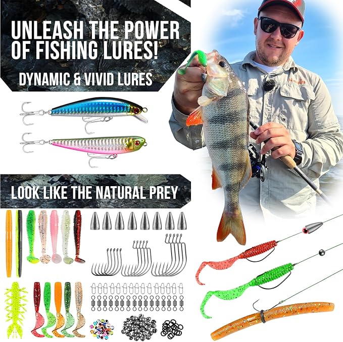 PLUSINNO Fishing Backpack with Floating Fishing Net, Tackle Boxes, Waterproof Sling Tackle Bag For Fish Gear With Rod Holder, Gifts for Men