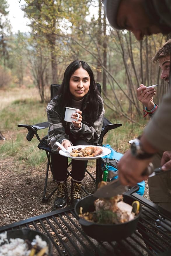 Stansport Deluxe 24-Piece Enamel Tableware Set - Enamel Plates and Bowls Lightweight and Durable Camp Dish Set for Camping and Backpacking Plates and Bowls for 4 People