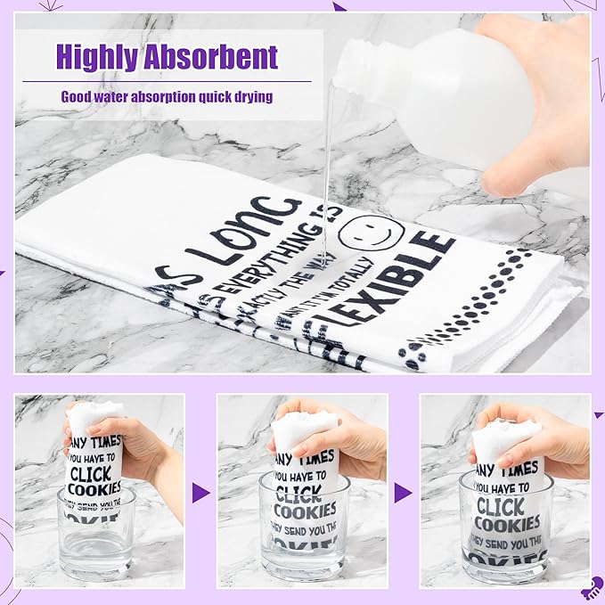 R HORSE Funny Saying Kitchen Dish Towels - 5Pcs Adult Sarcasm Cleaning Dishcloth Humor Sarcasm Word Absorbent Bar Quick Dry Hand Towel Tea Towels Birthday for Women Men Housewarming Decor