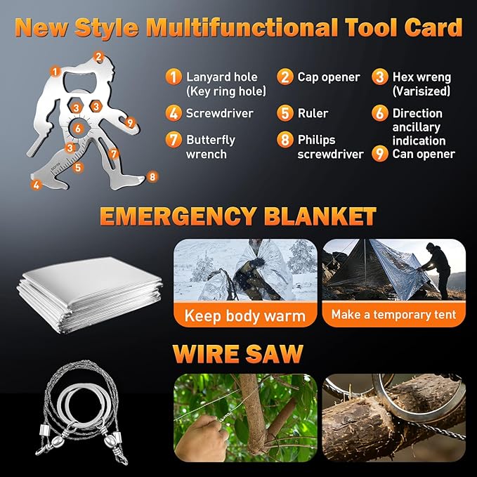 Survival Gear Kit for Men: 27-in-1 Complete Tools & Camping Accessories for Hiking, Fishing, Emergency | The for Husband, Dad, Boyfriend