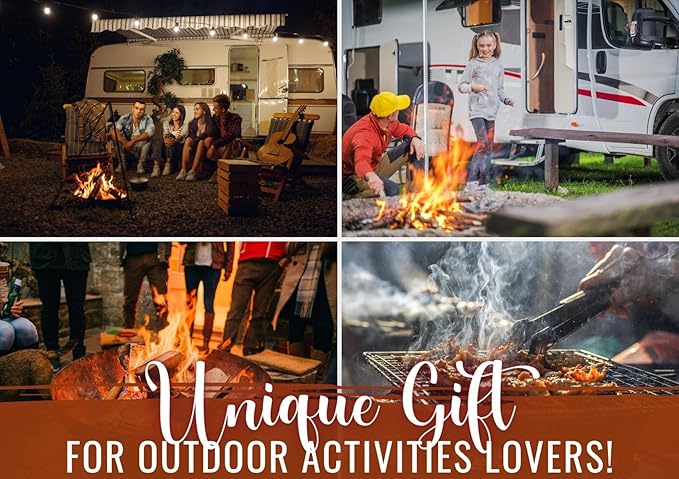 Camping Gifts for Women Men Lovers Throw Blanket, Happy Campers Decor Outdoor, RV Campsite Travel Hiking - Fire Pit, 50" x 65"