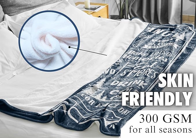InnoBeta Camping Gifts for Women Men Lovers Throw Blanket, Happy Campers Decor Outdoor, RV Campsite Travel Hiking 50" x 65" - Camping Rules