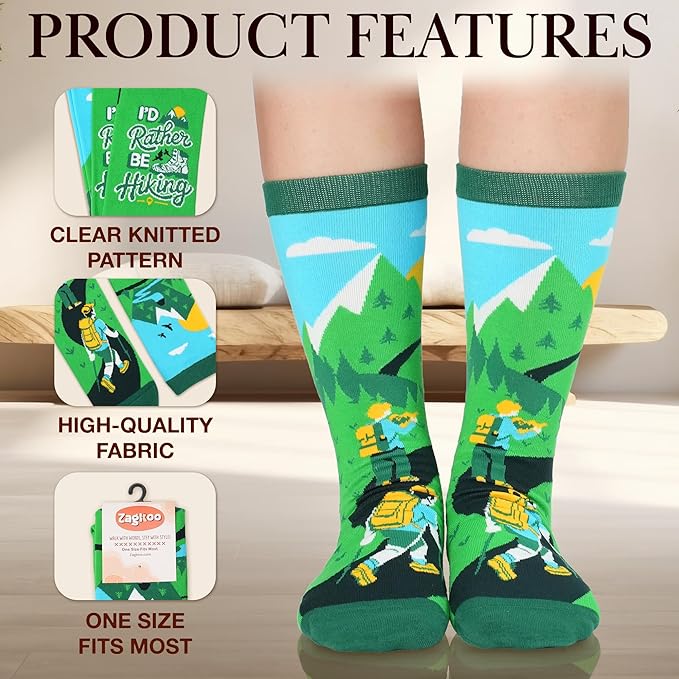 ZAGKOO Funny Sports Socks for Men, Women - Biking, Hiking, Skiing, Basketball, Pickleball, Disc Golf Socks - Christmas Gifts