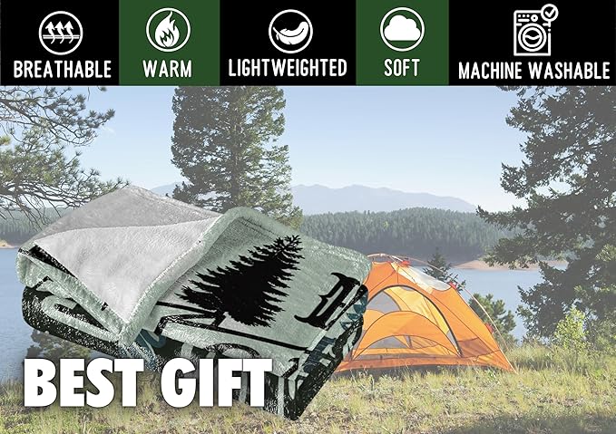 InnoBeta Camping Gifts for Women Men Lovers Throw Blanket, Happy Campers Decor Outdoor, RV Campsite Travel Hiking 50" x 65" - Happy Campers