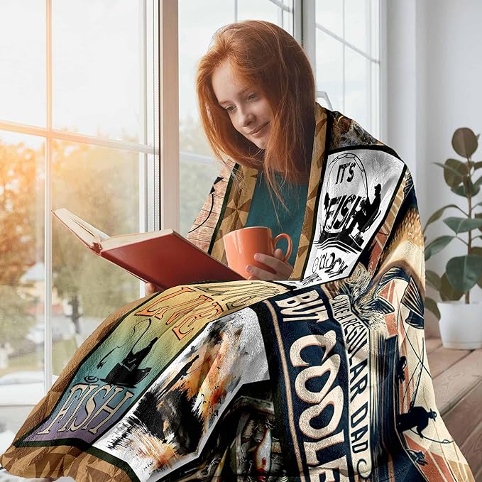 Fishing Dad Blanket, 60" X 50", Gifts for Men Who Love Fishing