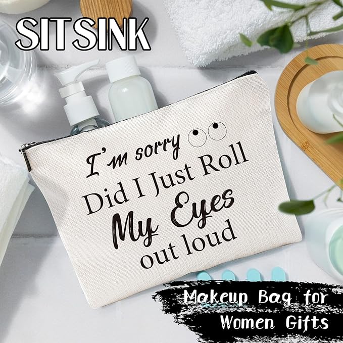 Sitsink Sarcastic Funny Gifts for Girls - Humorous Gifts for Birthday, Coworker, Boss, Friends - Makeup Bags