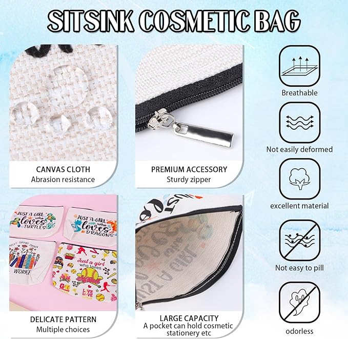 Sitsink Sarcastic Funny Gifts for Girls - Humorous Gifts for Birthday, Coworker, Boss, Friends - Makeup Bags
