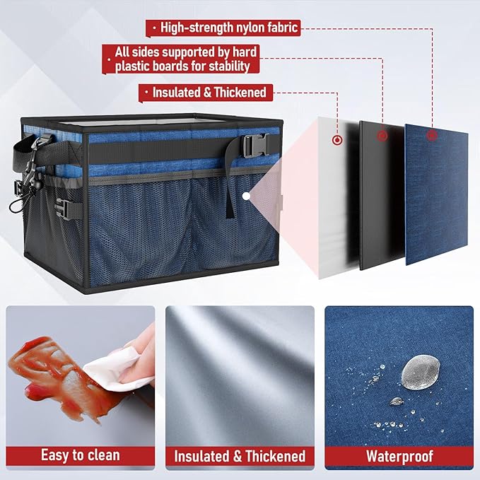 FANGSUN Large Grill and Picnic Caddy with Paper Towel Holder, BBQ Organizer for Utensils, Plates, Condiments, Collapsible & Easy-Carry Griddle Caddy, Must-Haves for Outdoor, Camper, Travel, Car, RV