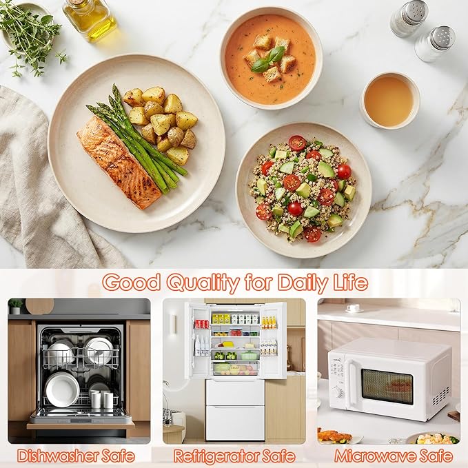 Unbreakable Dinnerware Sets for 4 People,16pcs Camping Plates and Bowls Set, Reusable Picnic Set plastic Plates, Cups, Bowls for Children, Adult, Party, Home
