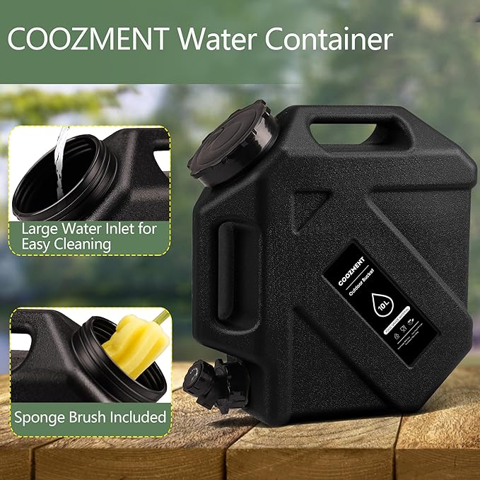 COOZMENT 3.2 Gallon/5 Gallon Water Containers with Spigot, BPA Free Water Jug, Military Green Water Tank, Multifunction Water Storage Containers for Camping Outdoor Hiking,Emergency Stroage
