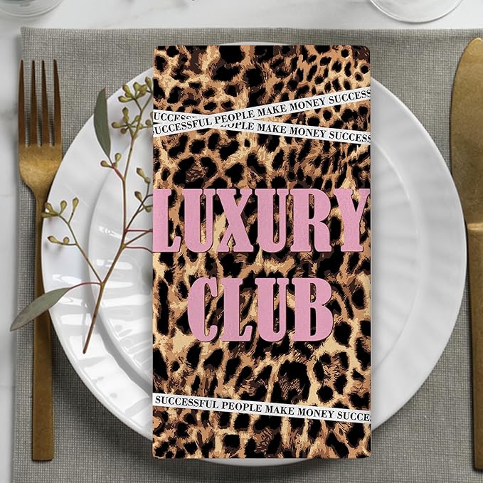 Leopard Print Pink Kitchen Dish Towels Set of 2, Inspirational Cheetah Dream Big Hustle Hard Girl Women Drying Hand Towel Baking Cooking Cloth, Luxury Club Bathroom Home Decoration 18'' x 26''