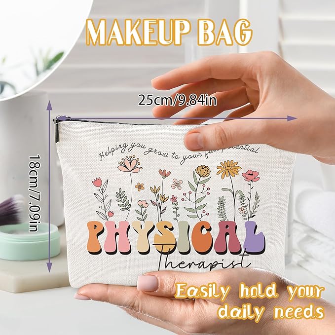 Sitsink Physical Therapist Gifts for Women - Small Makeup Bags Physical Therapy Gifts for Girls, Flower Therapist Gifts for Girls Help You Grow to Your Full Potential, Cool Gifts for Friends Birthday