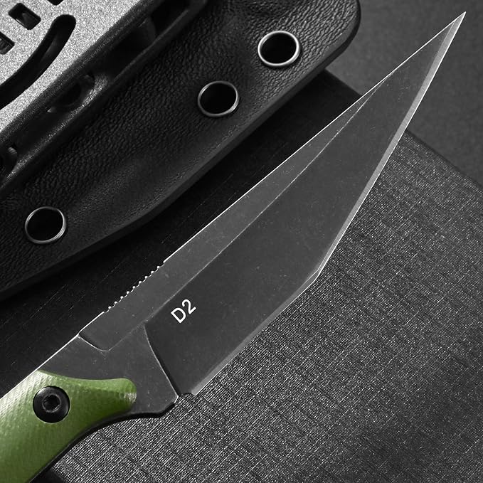Ccanku C1140 Fixed Blade Knife,D2 Blade G10 Handle Claw Knife for Outdoor, EDC Tool, Survival, Hiking, Camping (Army Green)