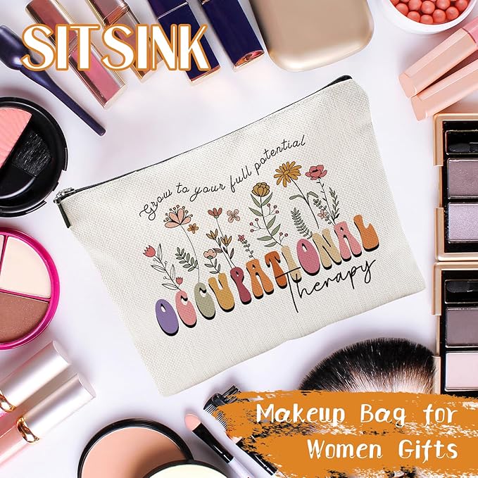 Sitsink Occupational Therapy Gifts - Inspirational Cosmetic Bags for Girls & Women, Grow to Your Full Potential