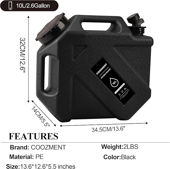 COOZMENT 3.2 Gallon/5 Gallon Water Containers with Spigot, BPA Free Water Jug, Military Green Water Tank, Multifunction Water Storage Containers for Camping Outdoor Hiking,Emergency Stroage
