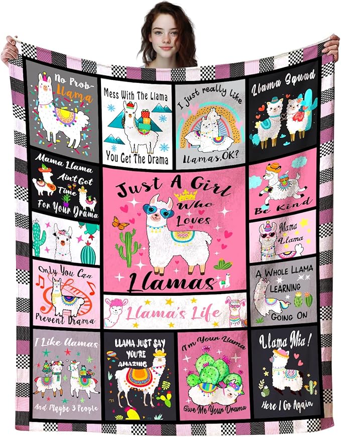 Llama Blanket Llamas Gifts for Women Girls,Cute Alpaca Throws and Blankets Flannel Llamas Sofa Couch Bedroom Living Room Decor Gifts for Llama Lovers 50"x40"