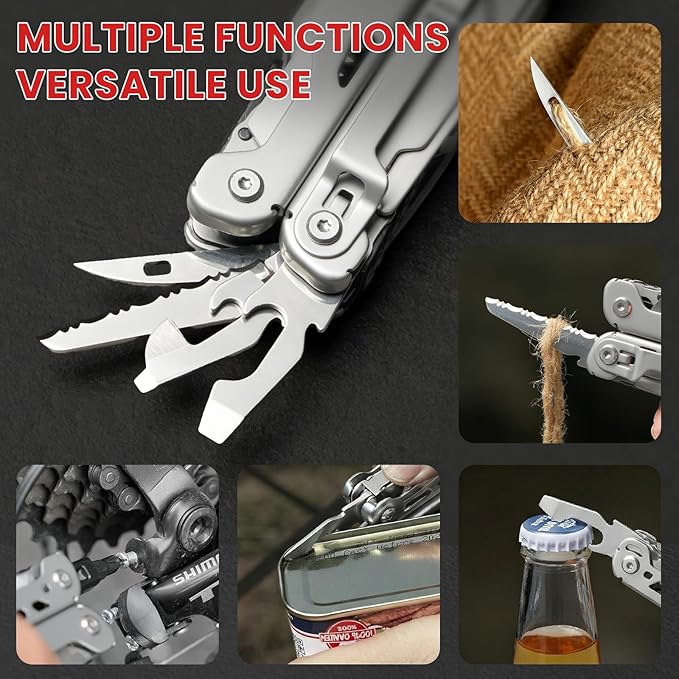 Multitool, 29-in-1 Stainless Steel Multi Tool Pliers with Screwdriver Sleeve, Damascus Pocket Knife, Nylon Sheath for Survival Camping, Hunting and Hiking