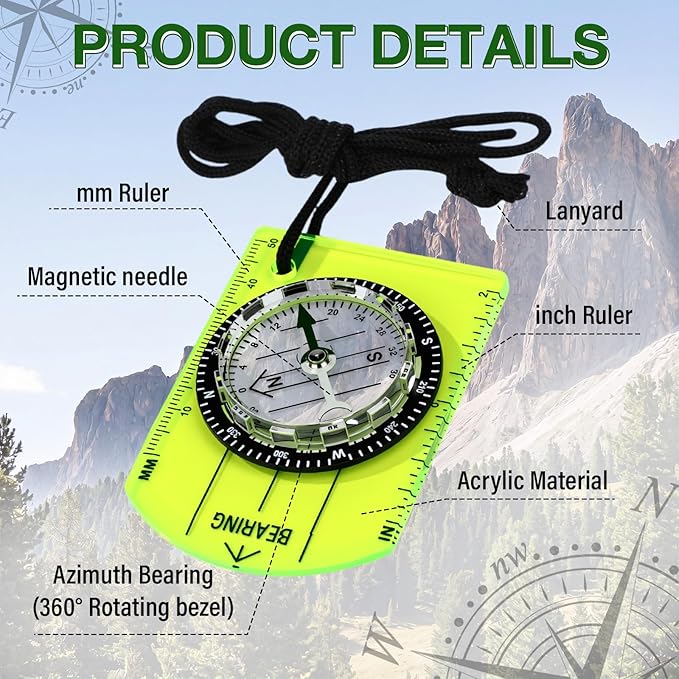 50 Pack Orienteering Compass Bulk Advanced Baseplate Compass Hiking Survival Camping and Navigation Tool Survival Gifts for Hiking Camping Backpacking Map Reading