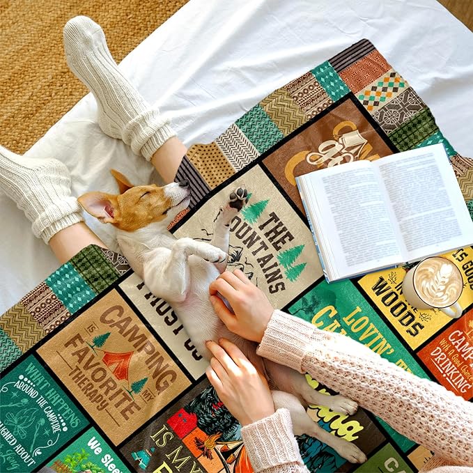 Camping Gifts for Women, Camping Blanket 60"x50", Camping Gifts for Men, Camper Gift for Couples Woman Lovers Girls Boys, Camper Gift Ideas for Birthday Christmas