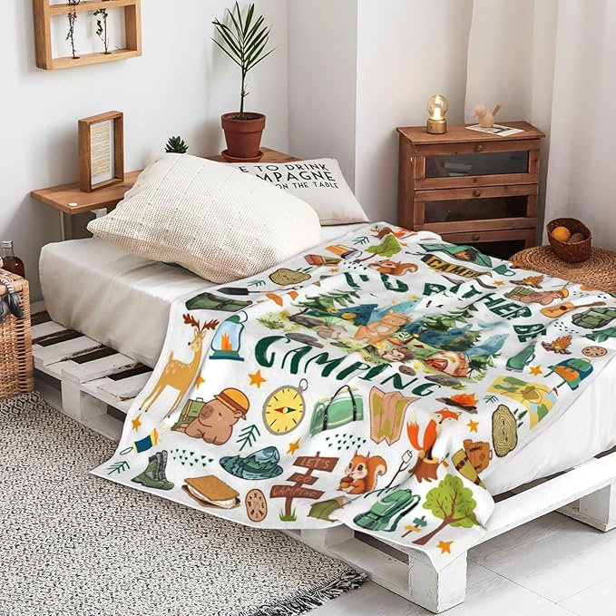 Camping Gifts for Women Stuff Cool Camping Essentials Accessories Blanket Throw Camper Plush Bedding Merch Blanket for Women Men Camper Birthday Party Decorations Room Decor 50"X40"