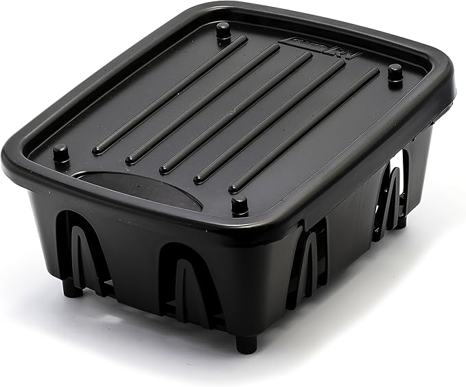 Camco RV Mini Dish Drainer & Tray - Features a Sloped Drain Tray Design, Heavy-Duty Construction - Ideal for Small Spaces, Apartments, Boats, and More -9.5" L x 11.7" W x 4.75" H - Black (43512)