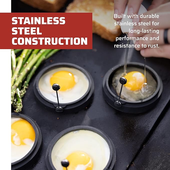 Camp Chef Breakfast Kit - Flat-Top Griddle Accessories Includes Pancake Batter Dispenser, Griddle Spatula & 4 Egg Rings